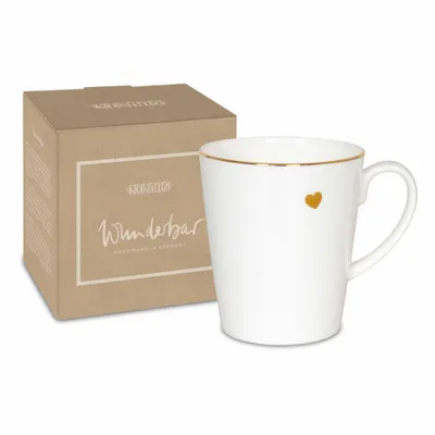 Produktbild von KÖNITZ Becher Wunderbar GOLDEN HEART im Geschenkkarton - 600 ml aus Bone China Porzellan
