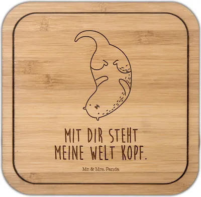 Produktbild von Mr. & Mrs. Panda Tassenuntersetzer Otter Kopfüber - Transparent - Geschenk, Untersetzer Kork, Seeotter, Quadratisch, Niedlich, Verliebt, Coaster, Tischuntersetzer, Liebe