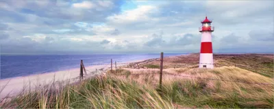 Produktbild von Wallario selbstklebendes Poster - Leuchtturm am Strand von Sylt, Größe: 80 x 200 cm