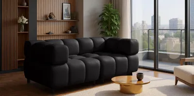 Produktbild von Kaiser Möbel Sofa 3-Sitzer modular, Couch, Veloursstoff Bluvel, Schwarz, Bolla
