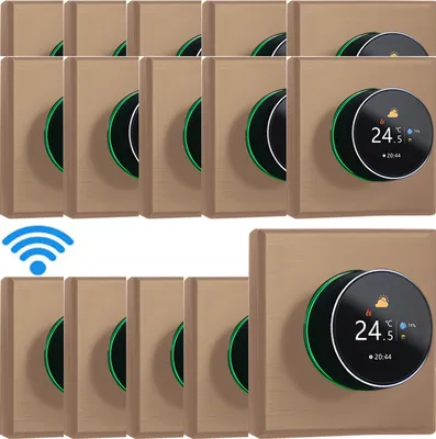 Obrázok produktu pre 15X WIFI inteligentný termostat, digitálny LCD izbový termostat s farebným displejom, nástenný termostat pre podlahové kúrenie, izbové termostaty pre ohrev teplej vody 3A s podsvietením/teplotou/senzorom/kalibráciou času a teploty, zlatý