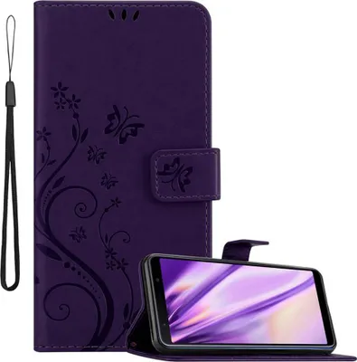 Obrázek produktu pro Cadorabo pouzdro pro Samsung Galaxy A7 2018 Protective Cover in Purple Pouzdro na mobil Flowers Flower