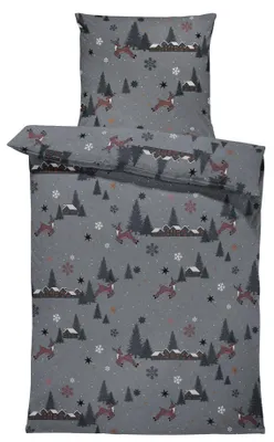 Produktbild von Winter Bettwäsche 135x200 cm Rentier Weihnachten Schnee Flausch Warm Fleece