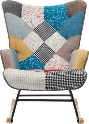 Produktbild von Schaukelsessel mit mehrfarbigem Melange-Patchwork-Bezug - ELMINA II