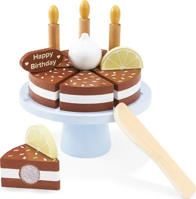 Produktbild von Holz Geburtstagstorte für Kinder – Spielset zum Schneiden, inkl. Zubehör