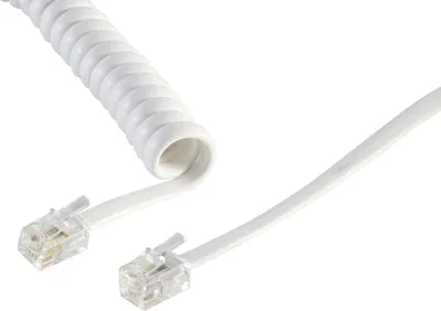 Produktbild von Telefonhörer-Spiralkabel--2x 4P4C weiß 2m
