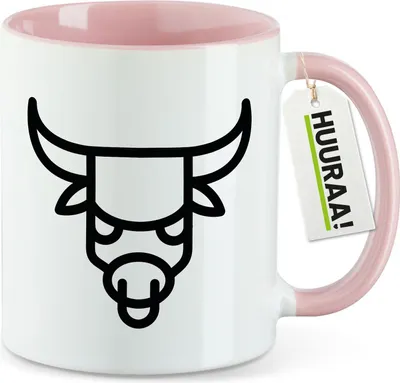 Produktbild von Huuraa Kaffeetasse Stier Sternzeichen Symbol 330ml Rosa Keramik Kaffeebecher Geschenkidee