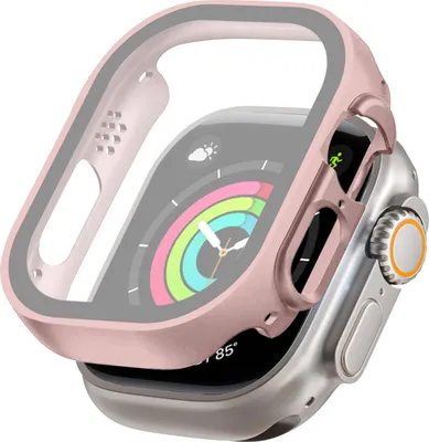 Produktbild von 360 Grad Smartwatch Hülle für Apple Watch Ultra Series 1 / 2 / 3 49 mm mit Displayschutz Case Watch Cover Bumper Rundum Schutzhülle Uhr Bildschirmschutz Rosegold