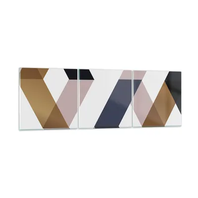 Produktbild von Bilder auf glas - 3 Teile - Abstraktion Muster Diamant - 150x50cm - Glasbilder - Wandbilder - Bilder - zum Aufhängen bereit - Wanddekoration aus Glas - Glas Bilder - Wandbild auf Glas - GCA150x50-4311
