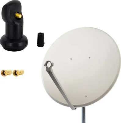 Produktbild von PremiumX SAT Anlage 100cm Antenne Aluminium Single LNB 2x F-Stecker
