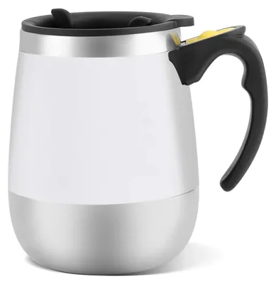 Selbstrührende Tasse aus Edelstahl, Weiß, 13 cm
