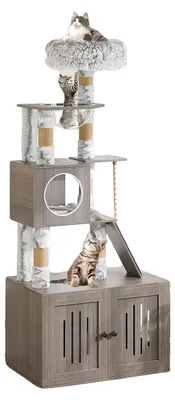 Produktbild von Katzenbaum, mehrstufiges Design, integrierte Katzentoilette, Wie gezeigt
