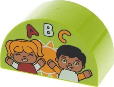 Produktbild von 1x Lego Duplo Bau Stein 2x4x2 lime grün gewölbt bedruckt ABC 6179260 31213pb033