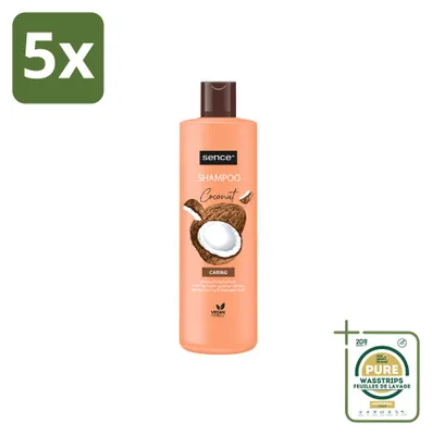 Immagine prodotto di 5 flaconi di shampoo al cocco Sence - shampoo nutriente per capelli secchi e danneggiati - 400 ml - confezione risparmio - 5 pezzi