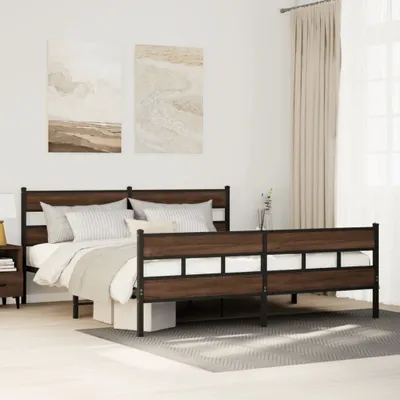 Produktbild von Maison Exclusive - Metallbett ohne Matratze Braun Eichen-Optik 193x203 cm