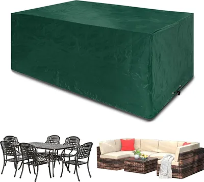 Produktbild von Gartenmöbel Abdeckungen Wasserdicht, Große Gartenmöbel Abdeckung 270x180x90cm Rechteckig, Outdoor Tisch Abdeckungen Möbel Sets Abdeckung Winddicht, Anti-UV, Patio Set Abdeckung, Grün