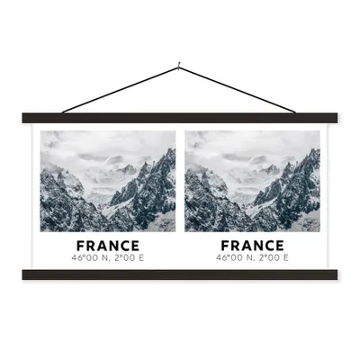 Produktbild von MuchoWow® Textilposter Frankreich - Berge - Schnee 90x45 cm mit schwarzem Rahmen - Klemmleisten