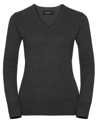 Produktbild von Russell Collection - Pullover für Damen, V-Ausschnitt, Jerseyware LT4592 (XXL) (Holzkohle-Mergel)