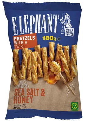 Produktbild von Elephant Twisted Pretzels Sea Salt & Honey 180g