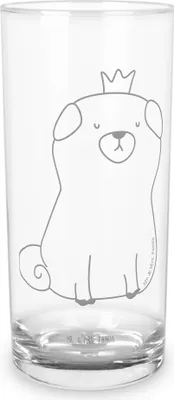 Produktbild von Mr. & Mrs. Panda Glas Mops Krone 200 ml - Transparent - Geschenk, Tumbler, Königlich, Lustig, Hund, Trinkglas, Wasserglas, Sprüche, König, Allergisch, Longdrinkglas