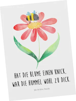 Produktbild von Mr. & Mrs. Panda Postkarte Hummel Blume - Weiß - Geschenk, Postkarten, Natur, Lustige Sprüche, Grußkarte, Ansichtskarten, Hummeln, bildkarte, Fotokarte, Wespe, Biene