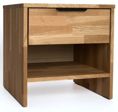 Produktbild von Nachttisch NACO aus Eiche Massivholz - Nachtschrank mit Schublade & Ablage
