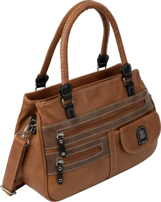 Produktbild von Damen Tasche Schultertasche Henkeltasche Handtasche Leder Optik  COGNAC-BRAUN (15109)