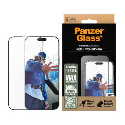 Produktbild von PanzerGlass - Bildschirmschutz für Handy - ultrabreite Passform - Glas - Rahmenfarbe schwarz - für Apple iPhone 16 Pro