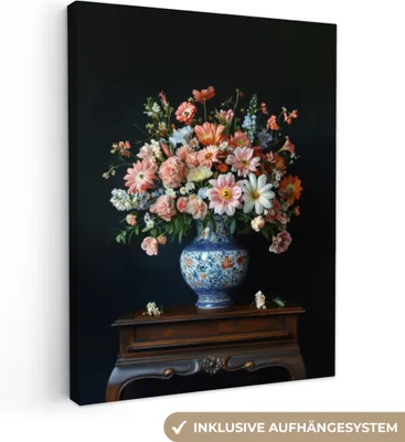 Produktbild von Leinwand Bilder 30x40 cm - Blumen - Rosa, Wandbilder, Wanddeko Wohnzimmer, Bild