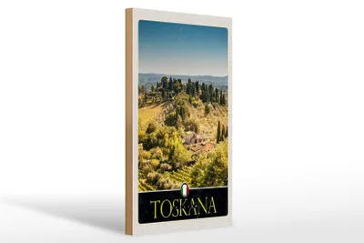Produktbild von Holzschild Reise 20x30cm Toskana Italien Wälder Weinfelder