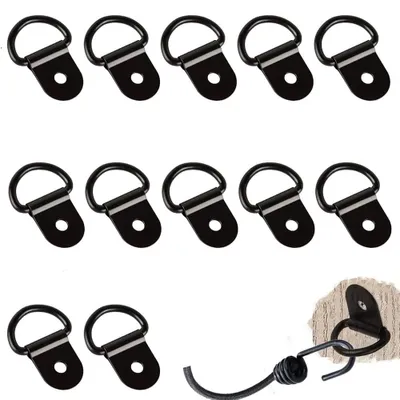 Image de Œillets de fixation - 12 pièces - Câbles de fixation avec anneau - Œillets de fixation avec trou de vis de 4,5 mm - Œillets de tension pour remorques, camions, voitures, bateaux et systèmes de fixation de charges