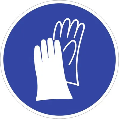 Produktbild von Dreifke® Aufkleber (Folie) "Handschutz benutzen", Ø5cm, Folie selbstklebend, ...