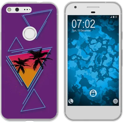 Produktbild von PhoneNatic Case kompatibel mit Google Pixel XL Silikon-Hülle Retro Wave Palmen M3