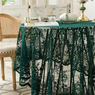 Produktbild von Famanu Tischdecke Elegantes Blumenmuster - Rund 190 cm/75, Grün