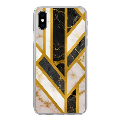 Produktbild von MuchoWow® Handyhülle Schutzhülle Hülle für iPhone Xs Marmor - Gold - Glitzer - Luxus Silikon Softcase Handy Hülle - Handytasche