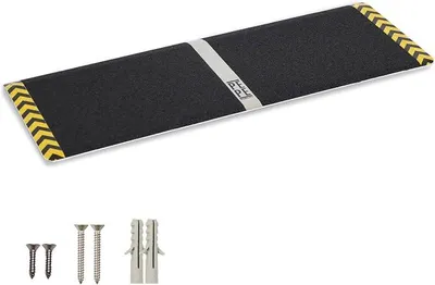 Produktbild von Rollstuhlrampe 81 cm für Stufen und Bordsteine, rutschfeste Schwellenrampe 2, 3, 4, 5, 6 cm Höhe, Aluminium Rampe für Rollstuhl bis 272 kg, Treppenrampe