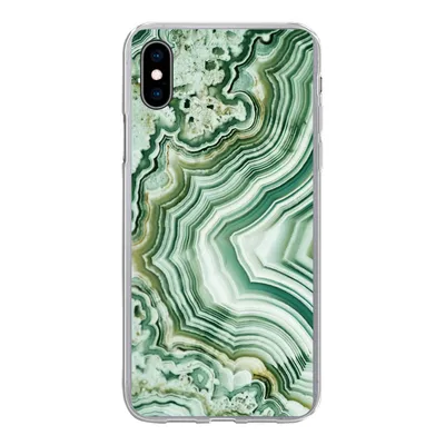 Produktbild von MuchoWow® Handyhülle Schutzhülle Hülle für iPhone Xs Natursteine - Grün - Gesteine und Mineralien Silikon Softcase Handy Hülle - Handytasche