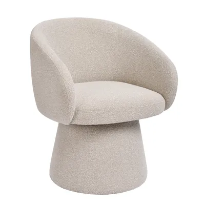 Immagine prodotto di Poltrona Duhome per soggiorno, beige, girevole, in bouclé; poltrona da salotto dal design moderno; poltrona imbottita per camera da letto, sala da pranzo e ufficio