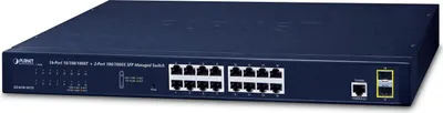 Zdjęcie produktu dla PLANET GS-4210-16T2S, Zarządzany, L2/L4, Gigabit Ethernet (10/100/1000), Pełny dupleks, Możliwości montowania w stelażu, 1U