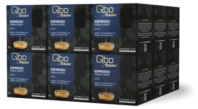 Produktbild von Tchibo Qbo Espresso Indian Kaveri Premium Kaffeekapseln, 144 Stück - 18x8 Kapseln (Espresso, Intensität 10/10, intensiv und pfeffrig), nachhaltig & aus 70% nachwachsenden Rohstoffen¹