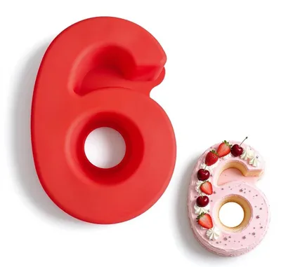 Produktbild von Set mit 6 Silikon-Backformen in Form von Zahlen