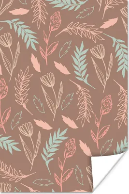 Produktbild von MuchoWow® Poster Blumen - Pflanzen - Muster 60x90 cm - Wanddekoration