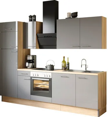 Produktbild von Optifit Küchenzeile ohne Geräte Jonte984 270 cm anthrazit glänzend zerlegt Variante reversibel KCJO 2728OE-8+