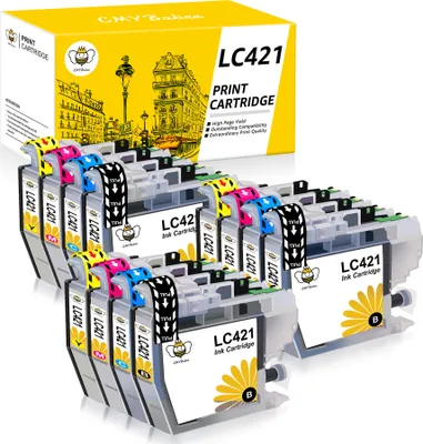 Produktbild von 12er Multipack LC421 Druckerpatronen für Brother LC 421XL DCP-J1050DW 1140DW MFC-J1010DW Jedes Schwarz,Cyan,Gelb,Magenta kann 200 Seiten drucken