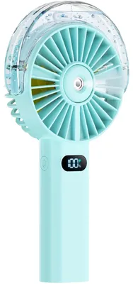 Imagen del producto de Mini ventilador portátil, refrigeración de alta velocidad, función de nebulización recargable, color azul claro