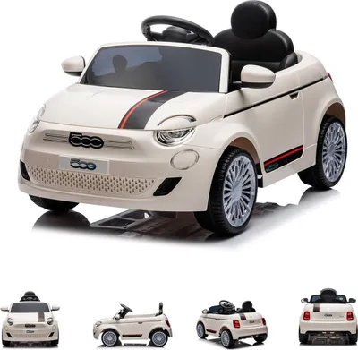 Obrázok produktu pre Detské elektrické autíčko Chipolino Fiat 500 na diaľkové ovládanie, bezpečnostný pás, MP3, USB biele