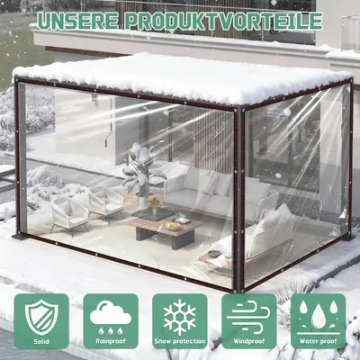 Immagine prodotto di Telo protettivo trasparente, dimensioni 2x2 metri, impermeabile, resistente ai raggi UV, ideale per proteggere i mobili da giardino