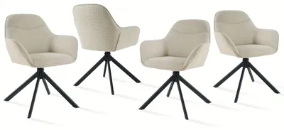Obrázek produktu pro Jídelní židle - Židle - Sedací křeslo - Kuchyňská židle - Otočná židle - Sada 4 kusů - Béžová potahová látka (polyester)