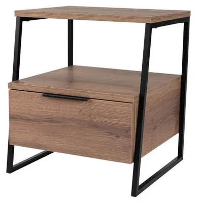 Image de Table de chevet en panneau mélaminé finition Hitit 45 x 50 x 40 cm avec étagère
