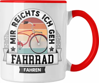 Produktbild von Trendation - Fahrrad Tasse Geschenk Lustiger Spruch Mir Reichts Ich Geh Fahrrad Fahren Becher Geschenkidee (Rot)